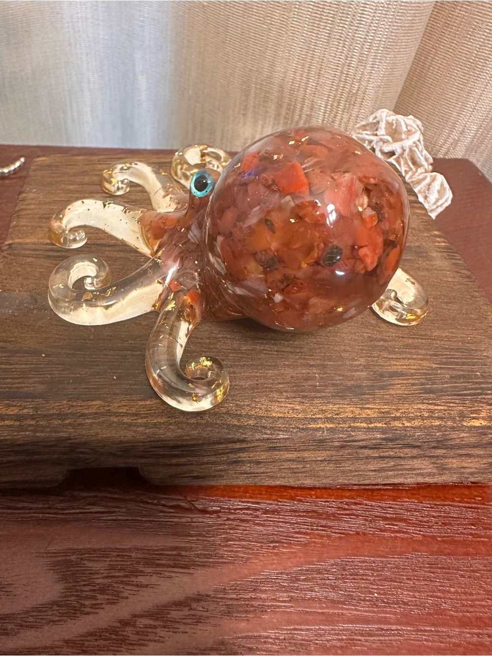 Resin and Red Jasper Crystal Chips Octopus Sculpture - Picture 6 of 12